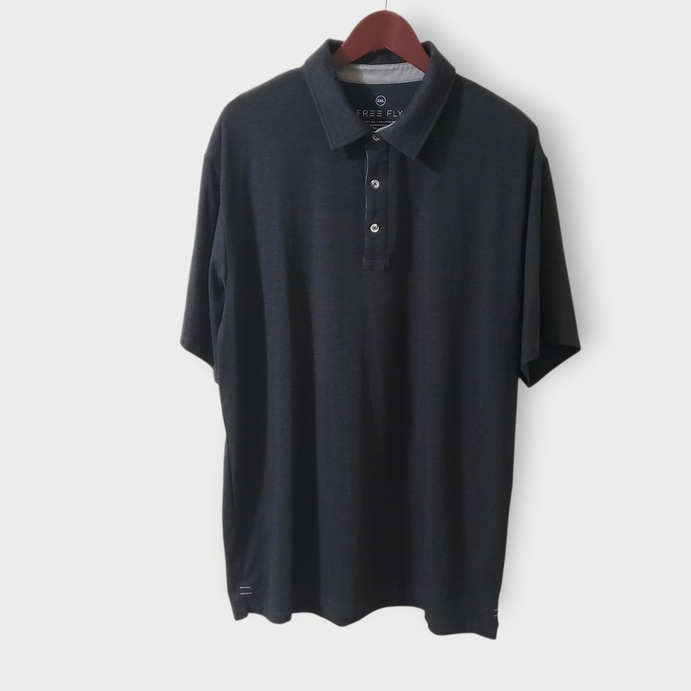 Free Fly Mens 2XL Performance Bamboo Polo Shirt Dark Gray Heather Short Sleeve